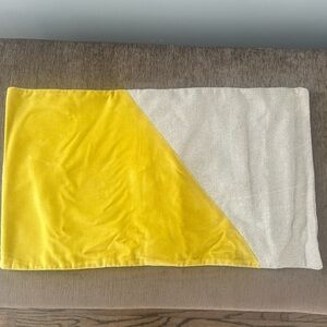 West Elm Lumbar Pillow Cover (No Insert) Yellow Velvet & Linen
